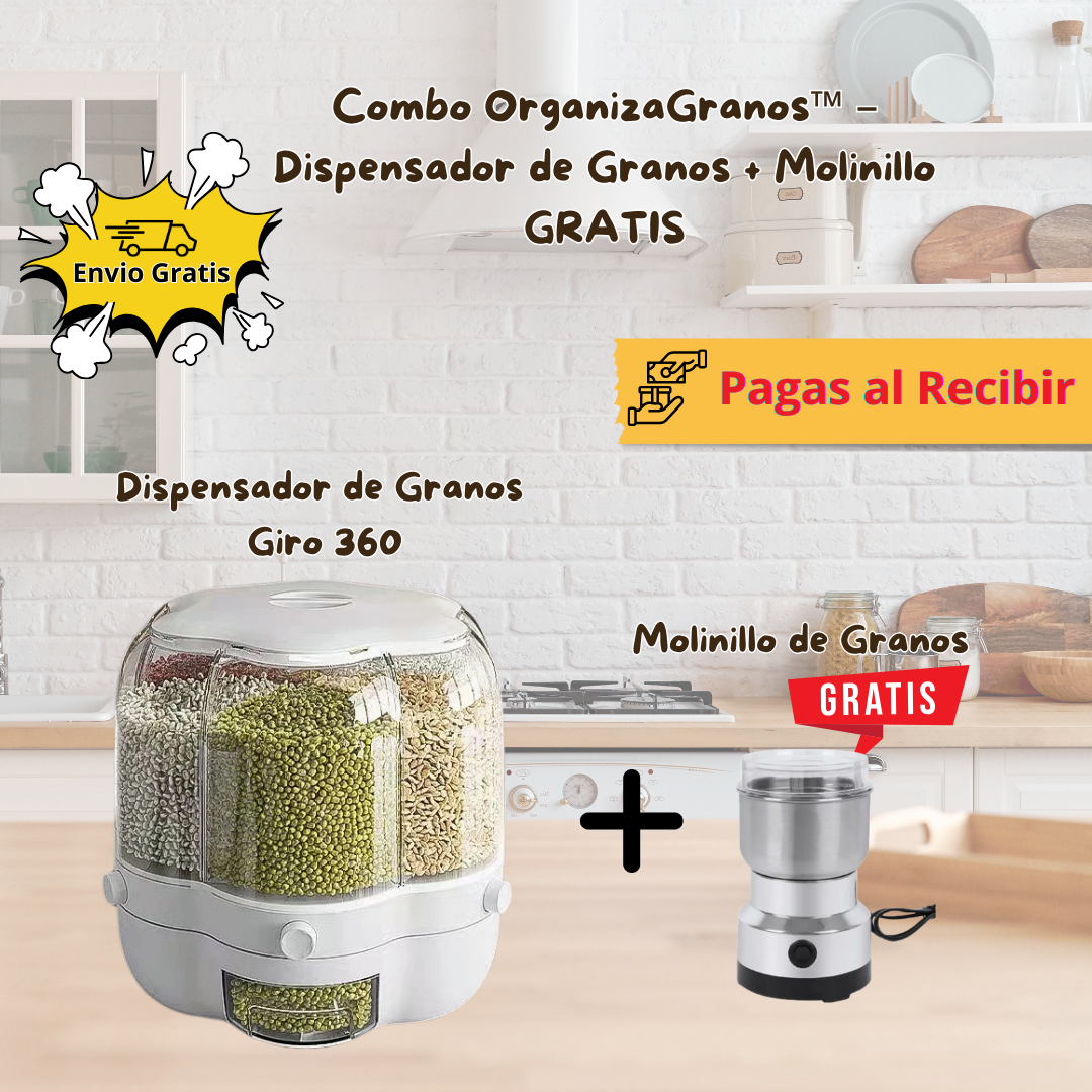 Combo OrganizaGranos™ – Dispensador de Granos + Molinillo GRATIS