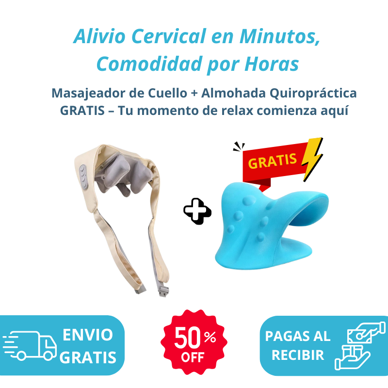 RelaxPRO™ Masajeador Cervical + Almohada Quiropráctica GRATIS