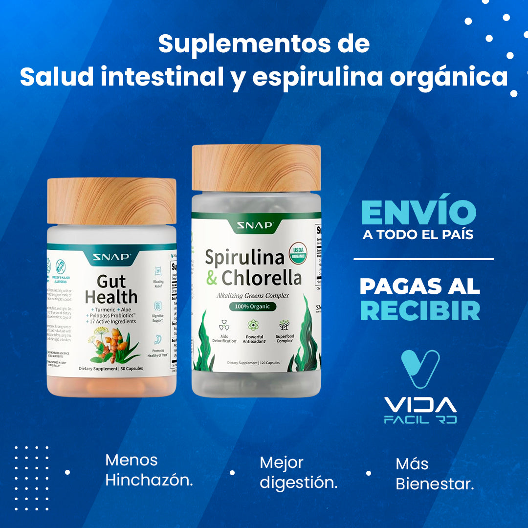 Suplementos de Salud Intestinal y Espirulina Orgánica Snap™