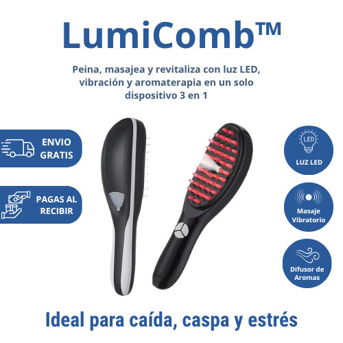 LumiComb™ | Peine Terapéutico LED 3 en 1 con Masaje y Aromaterapia
