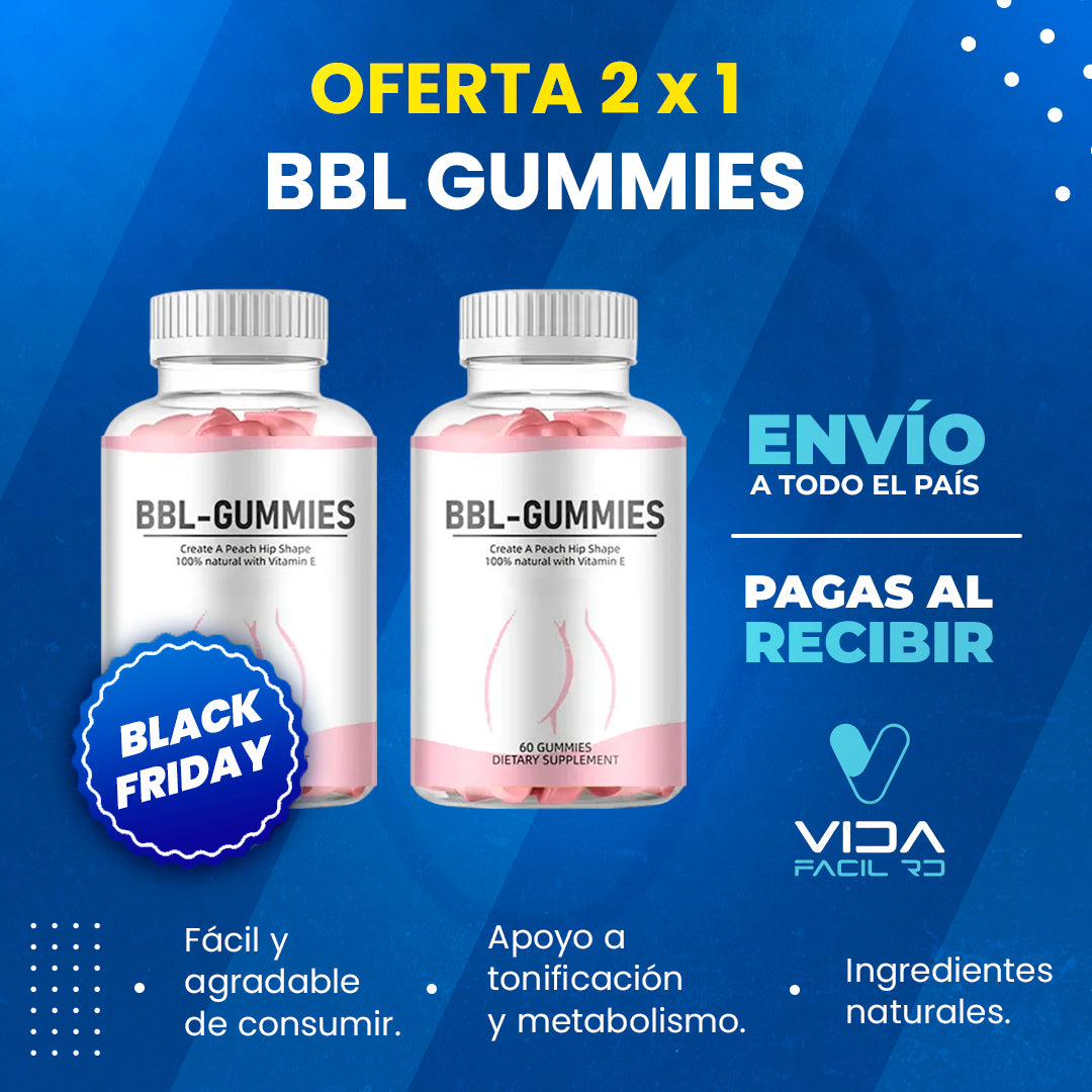BBL GUMMIES™ 2 x1 Black Friday | Glúteos firmes y cabello más largo sin cirugía ni químicos