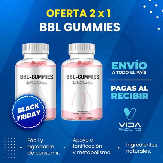 BBL GUMMIES™ 2 x1 Black Friday | Glúteos firmes y cabello más largo sin cirugía ni químicos