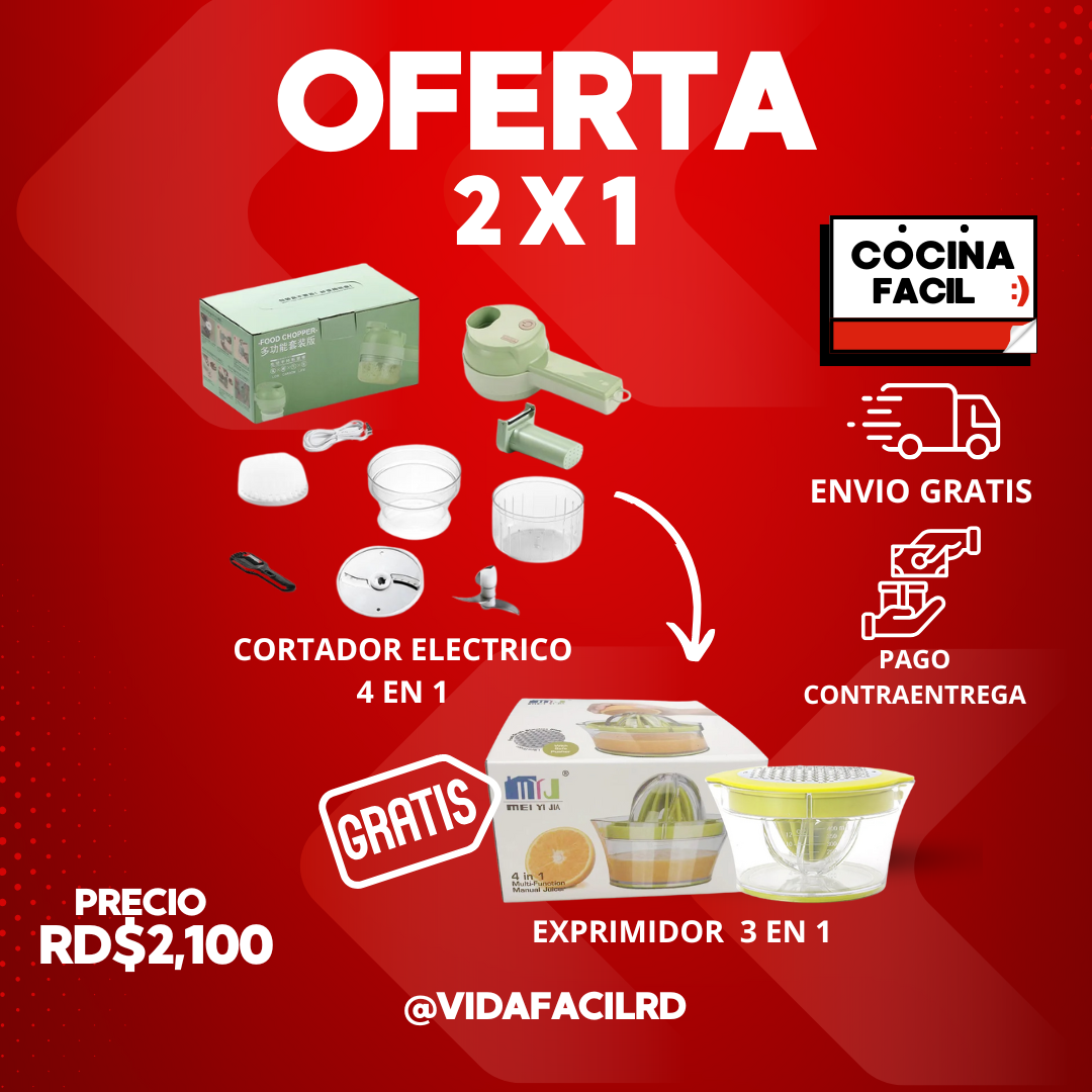 Pack 2 en 1: Cortador Eléctrico + Exprimidor GRATIS 🎁